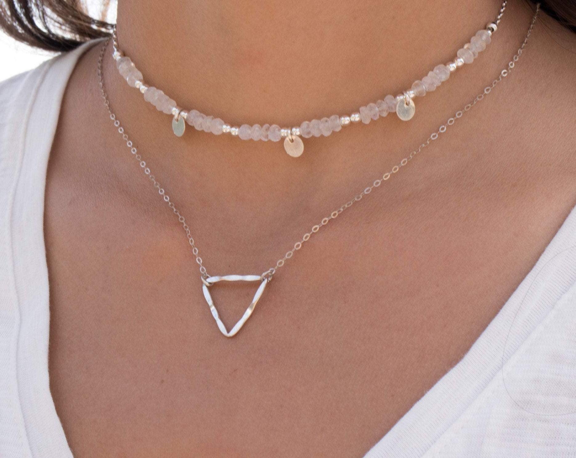 Triangle  Necklace Choker ~Sterling Silver 925 - Maresia Jewelry