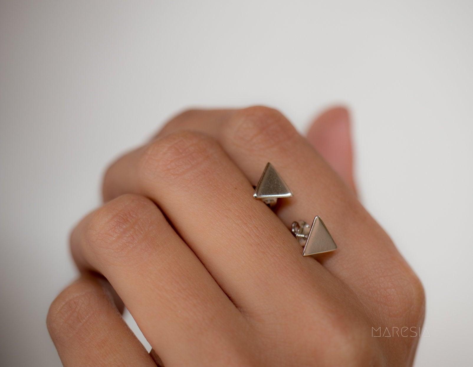 Triangle Shape Earrings ~ Sterling Silver 925 ~ ME122 - Maresia Jewelry