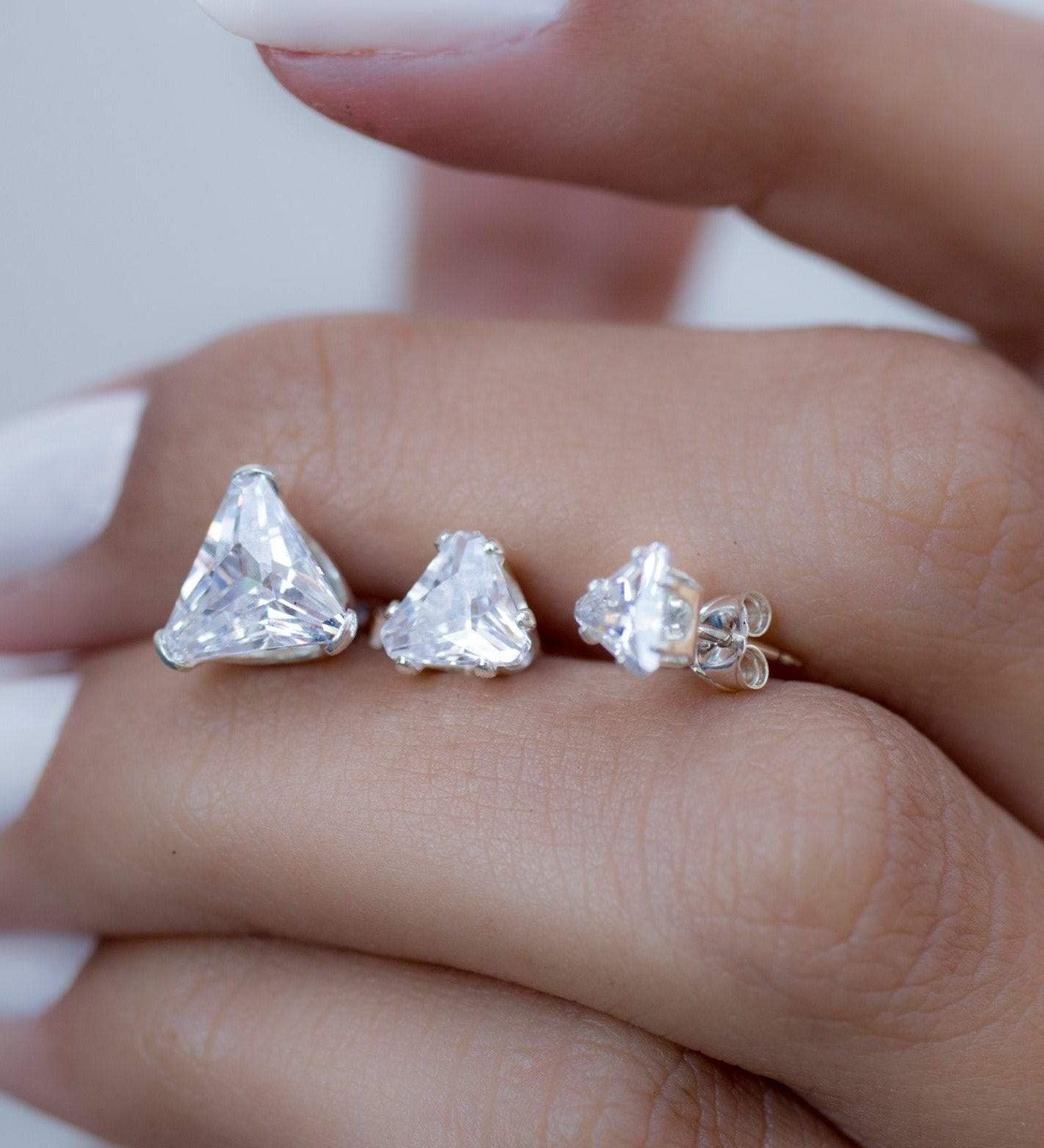 Triangle Shape Earrings ~ Sterling Silver or Gold Vermeil ~ ME068 - Maresia Jewelry