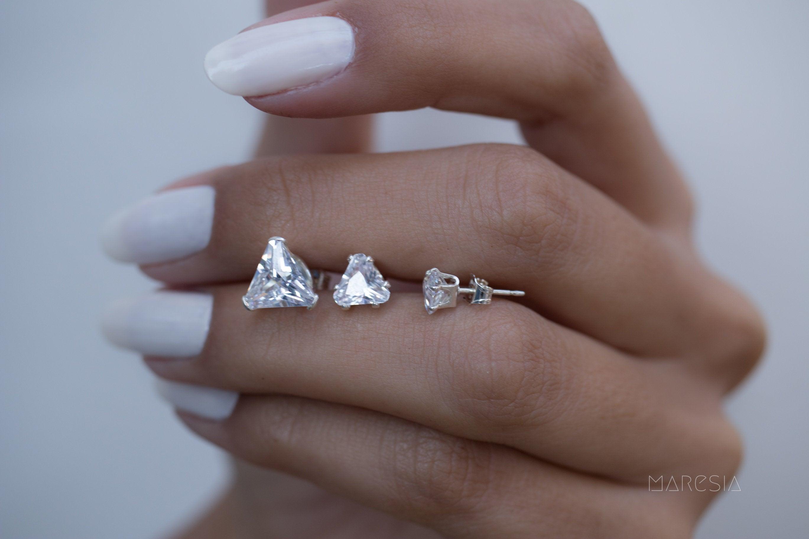 Triangle Shape Earrings ~ Sterling Silver or Gold Vermeil ~ ME068 - Maresia Jewelry