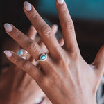 Aqua Chalcedony Ring ~ Sterling Silver 925 ~ Handmade ~ Gemstone ~ Thin ~ Stacking ~ Hippie ~ Gypsy ~ Boho ~ Bohemian~Tear Drop ~Blue ~MR253