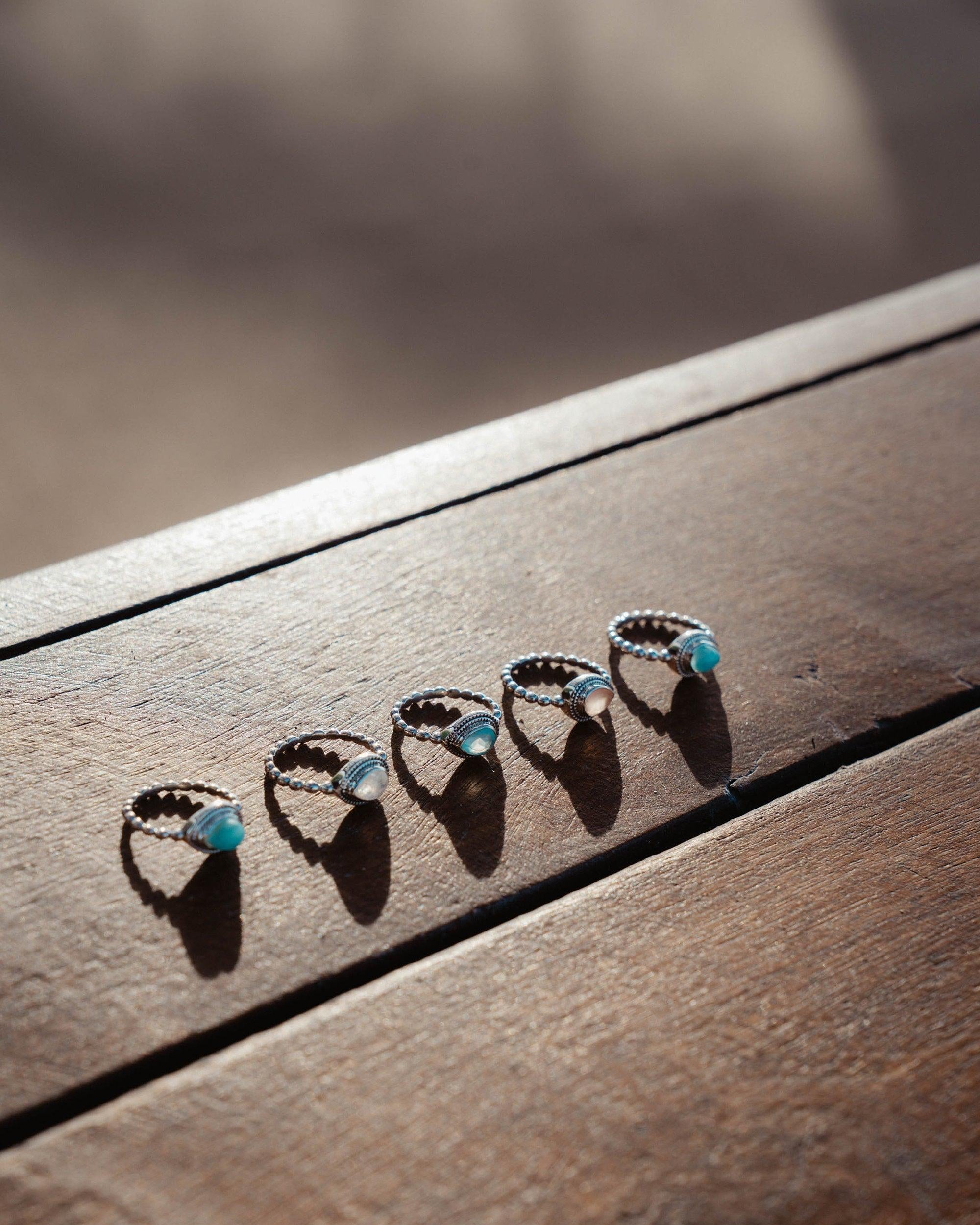 Aqua Chalcedony Ring ~ Sterling Silver 925 ~ Handmade ~ Gemstone ~ Thin ~ Stacking ~ Hippie ~ Gypsy ~ Boho ~ Bohemian~Tear Drop ~Blue ~MR253