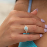 Larimar Ring ~ Statement ~ Gemstone ~ Semi Precious Stone ~ Blue ~ White ~ Natural ~ Organic ~ Sterling Silver 925~Tear Drop~Thin Band~MR256