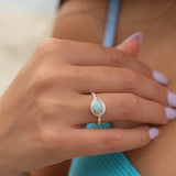 Larimar Ring ~ Statement ~ Gemstone ~ Semi Precious Stone ~ Blue ~ White ~ Natural ~ Organic ~ Sterling Silver 925~Tear Drop~Thin Band~MR256