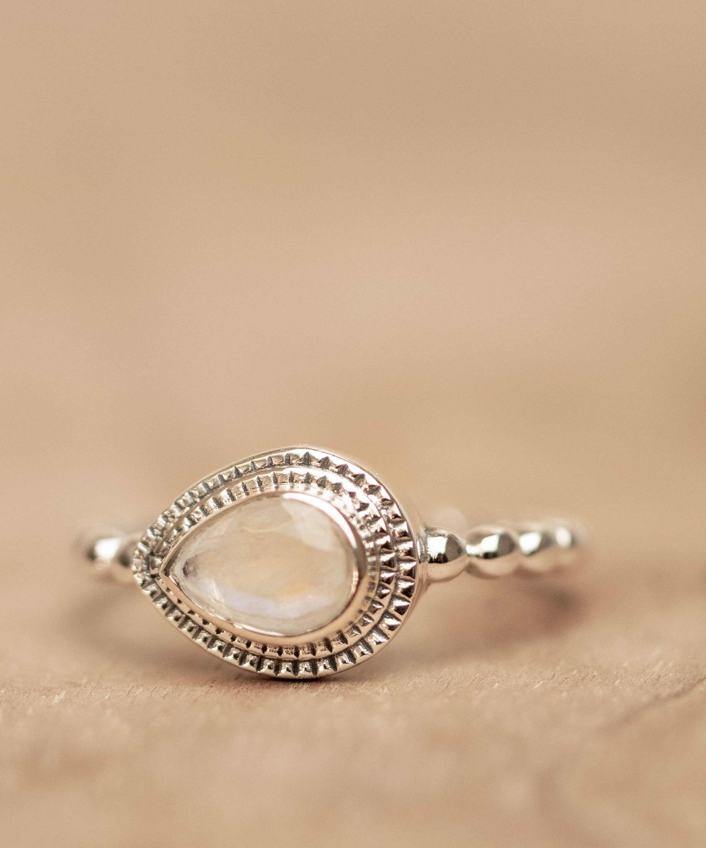 Moonstone Ring~ Sterling Silver 925 ~ Handmade ~ Gemstone ~Statement Tear Drop stone ~ Hippie ~Bohemian~June Birthstone~MR255