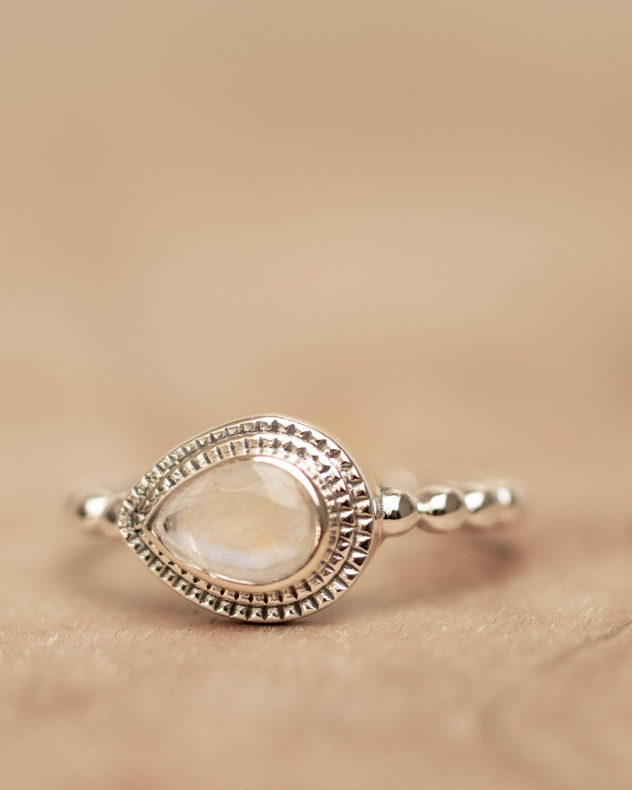 Moonstone Ring~ Sterling Silver 925 ~ Handmade ~ Gemstone ~Statement Tear Drop stone ~ Hippie ~Bohemian~June Birthstone~MR255