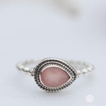 Pink chalcedony Tear Drop Ring ~ Gemstone ~ Natural ~ Sterling Silver 925 ~ Jewelry ~ Stackable ~ Handmade~ MR254