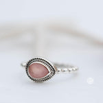 Pink chalcedony Tear Drop Ring ~ Gemstone ~ Natural ~ Sterling Silver 925 ~ Jewelry ~ Stackable ~ Handmade~ MR254