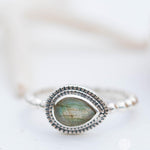 Rainbow Labradorite Tear Drop Ring ~ Gemstone ~ Natural ~ Sterling Silver 925~ Jewelry ~ Handmade~February Birthstone - MR257
