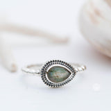 Rainbow Labradorite Tear Drop Ring ~ Gemstone ~ Natural ~ Sterling Silver 925~ Jewelry ~ Handmade~February Birthstone - MR257
