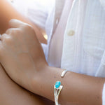 Turquoise Adjustable Bracelet ~ Sterling Silver 925 ~ Handmade ~ Statement ~Jewelry~ Minimalist ~ Genuine Stone ~ MB060