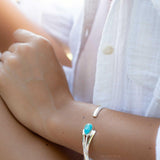Turquoise Adjustable Bracelet ~ Sterling Silver 925 ~ Handmade ~ Statement ~Jewelry~ Minimalist ~ Genuine Stone ~ MB060