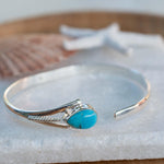 Turquoise Adjustable Bracelet ~ Sterling Silver 925 ~ Handmade ~ Statement ~Jewelry~ Minimalist ~ Genuine Stone ~ MB060