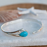Turquoise Adjustable Bracelet ~ Sterling Silver 925 ~ Handmade ~ Statement ~Jewelry~ Minimalist ~ Genuine Stone ~ MB060