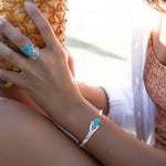Turquoise Adjustable Bracelet ~ Sterling Silver 925 ~ Handmade ~ Statement ~Jewelry~ Minimalist ~ Genuine Stone ~ MB060