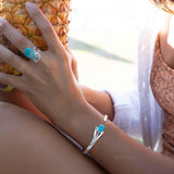 Turquoise Adjustable Bracelet ~ Sterling Silver 925 ~ Handmade ~ Statement ~Jewelry~ Minimalist ~ Genuine Stone ~ MB060