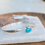 Turquoise Adjustable Bracelet ~ Sterling Silver 925 ~ Handmade ~ Statement ~Jewelry~ Minimalist ~ Genuine Stone ~ MB060