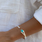 Turquoise Adjustable Bracelet ~ Sterling Silver 925 ~ Handmade ~ Statement ~Jewelry~ Minimalist ~ Genuine Stone ~ MB060