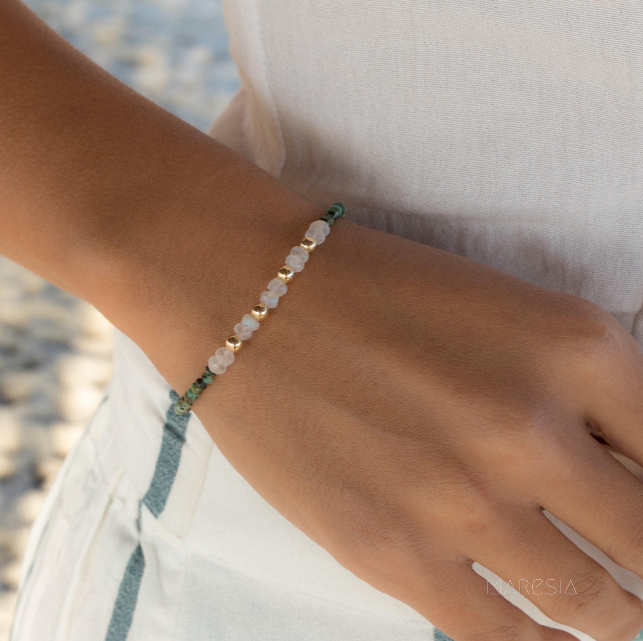 Turquoise & Moonstone Bracelet ~ Gold Filled or Sterling Silver 925  ~ MB003 - Maresia Jewelry