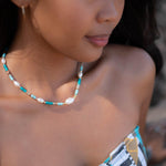 Turquoise and Pearl necklace~ Sterling Silver 925 or Gold Filled ~ Choker ~ Jewelry ~ Gift For Her ~ Minimalist~ Handmade