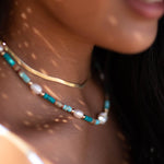 Turquoise and Pearl necklace~ Sterling Silver 925 or Gold Filled ~ Choker ~ Jewelry ~ Gift For Her ~ Minimalist~ Handmade