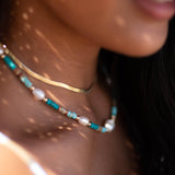 Turquoise and Pearl necklace~ Sterling Silver 925 or Gold Filled ~ Choker ~ Jewelry ~ Gift For Her ~ Minimalist~ Handmade