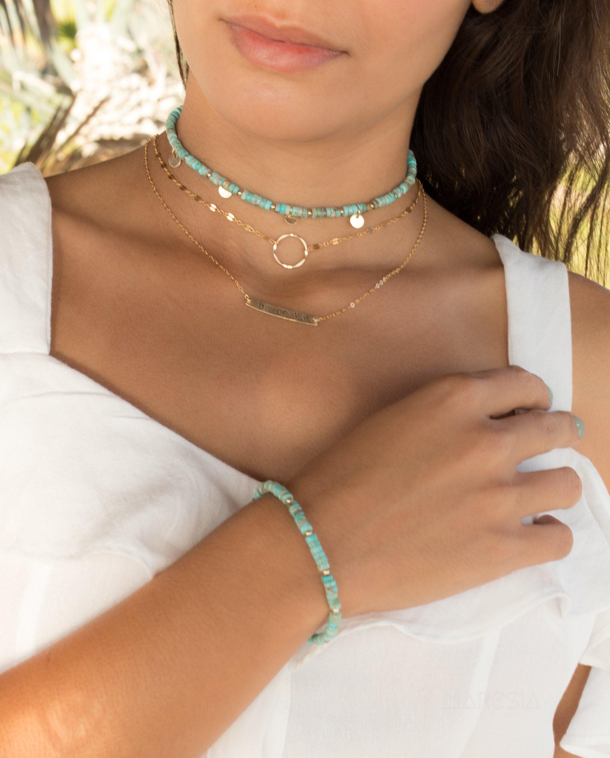 Turquoise Bracelet ~ Gold Filled or Sterling Silver 925 ~ MB004 - Maresia Jewelry