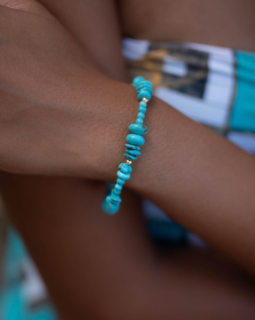 Turquoise Bracelet ~ Gold Filled or Sterling Silver 925 ~ Handmade ~ Hippie ~Bohemian ~Jewelry ~Stackable ~Gemstone ~ MB028