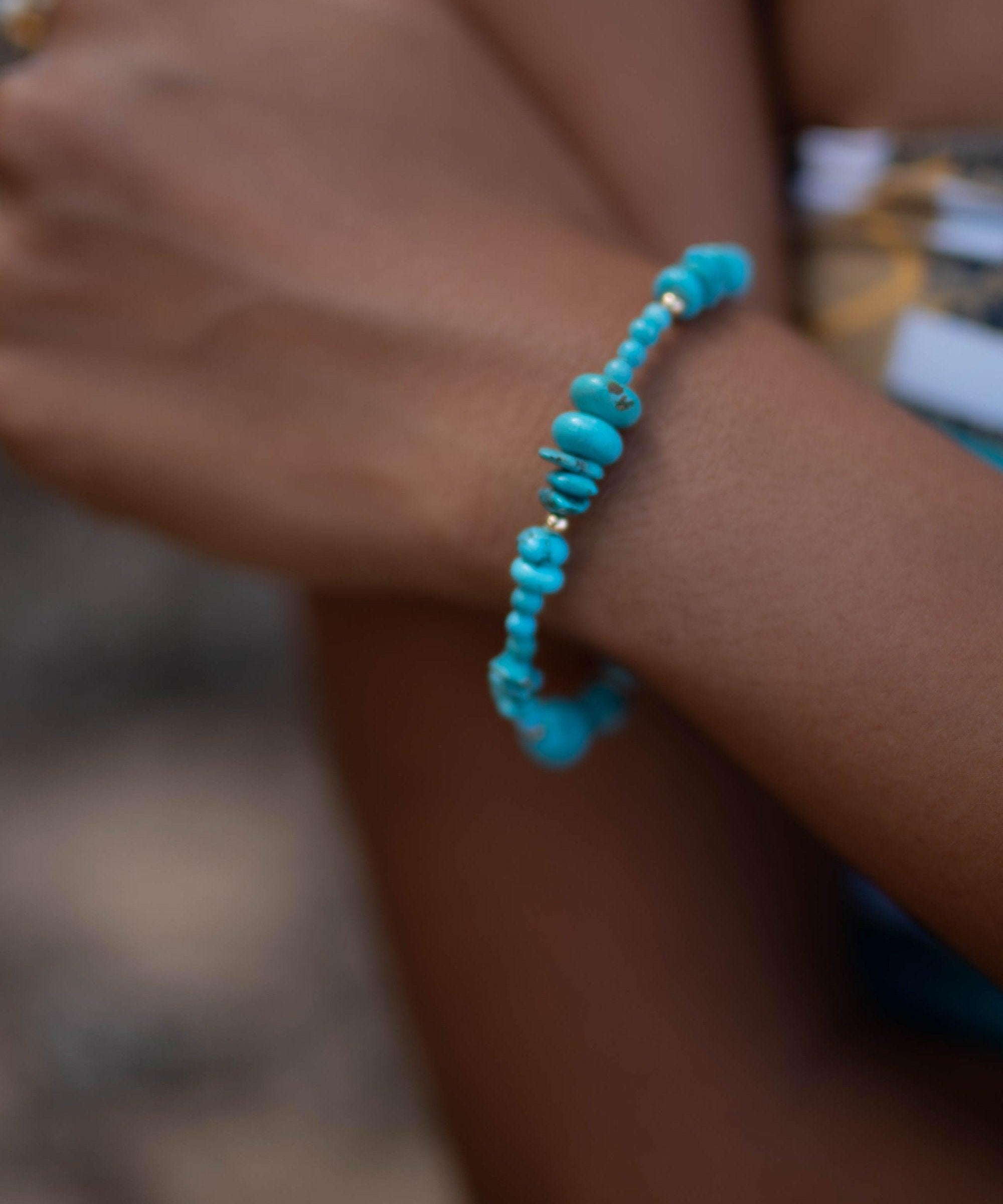 Turquoise Bracelet ~ Gold Filled or Sterling Silver 925 ~ Handmade ~ Hippie ~Bohemian ~Jewelry ~Stackable ~Gemstone ~ MB028