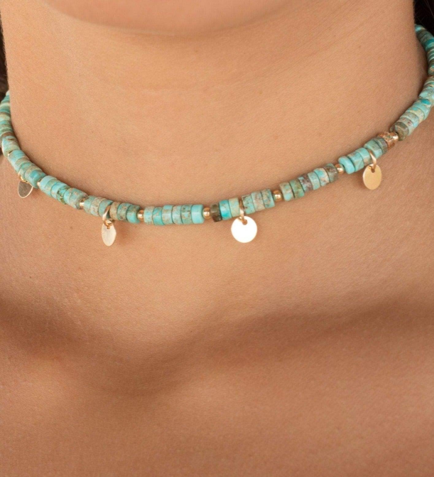 Turquoise Choker ~ Sterling Silver 925 or Gold Filled - Maresia Jewelry