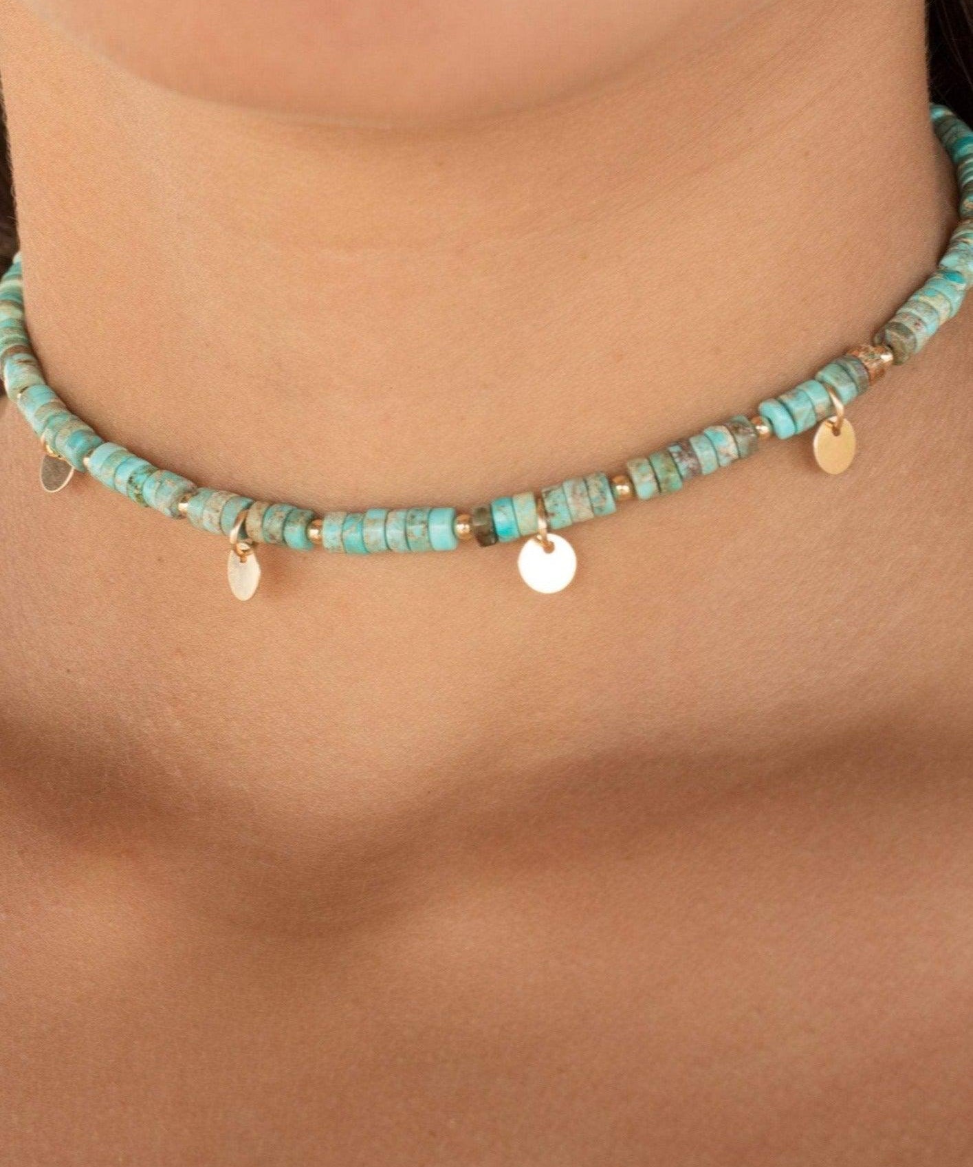 Turquoise Choker ~ Sterling Silver 925 or Gold Filled - Maresia Jewelry
