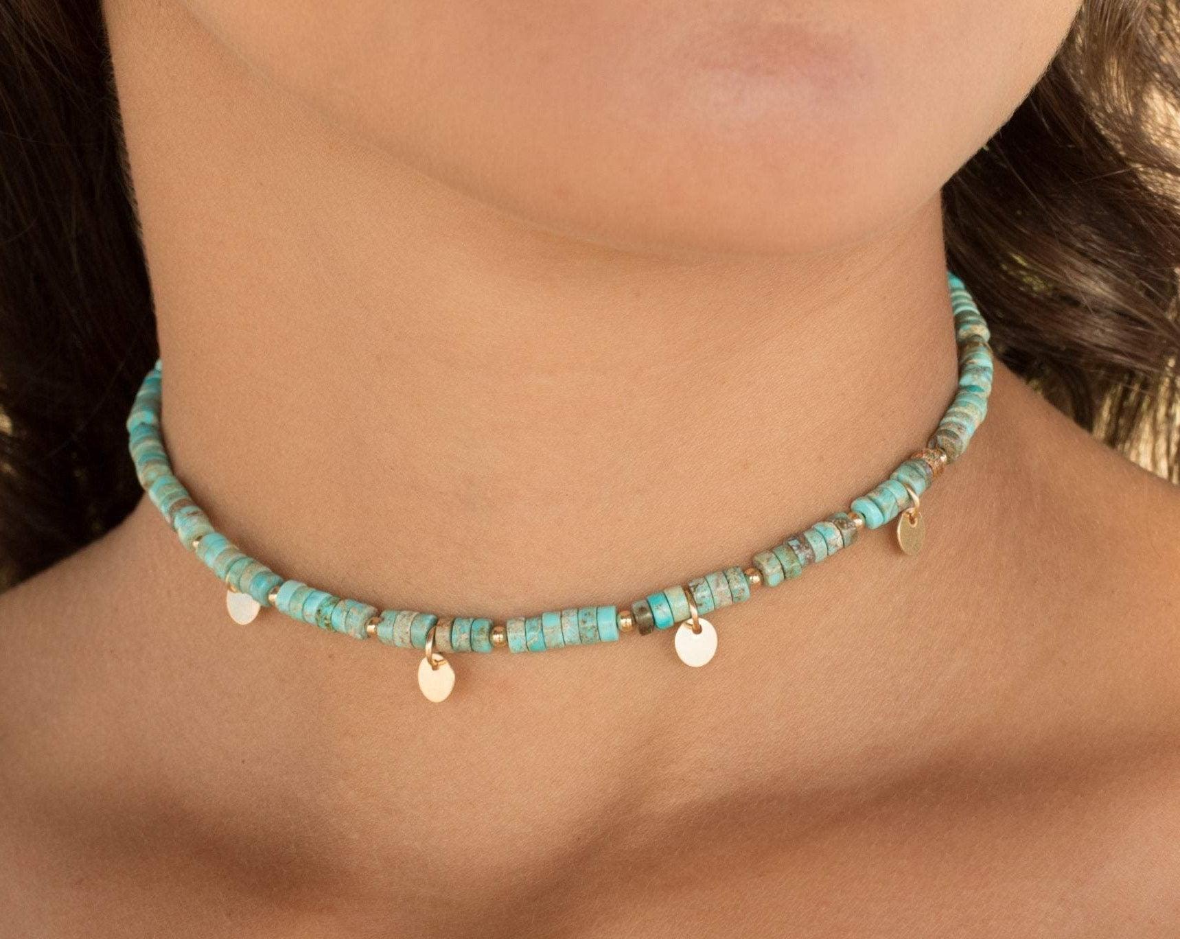 Turquoise Choker ~ Sterling Silver 925 or Gold Filled - Maresia Jewelry