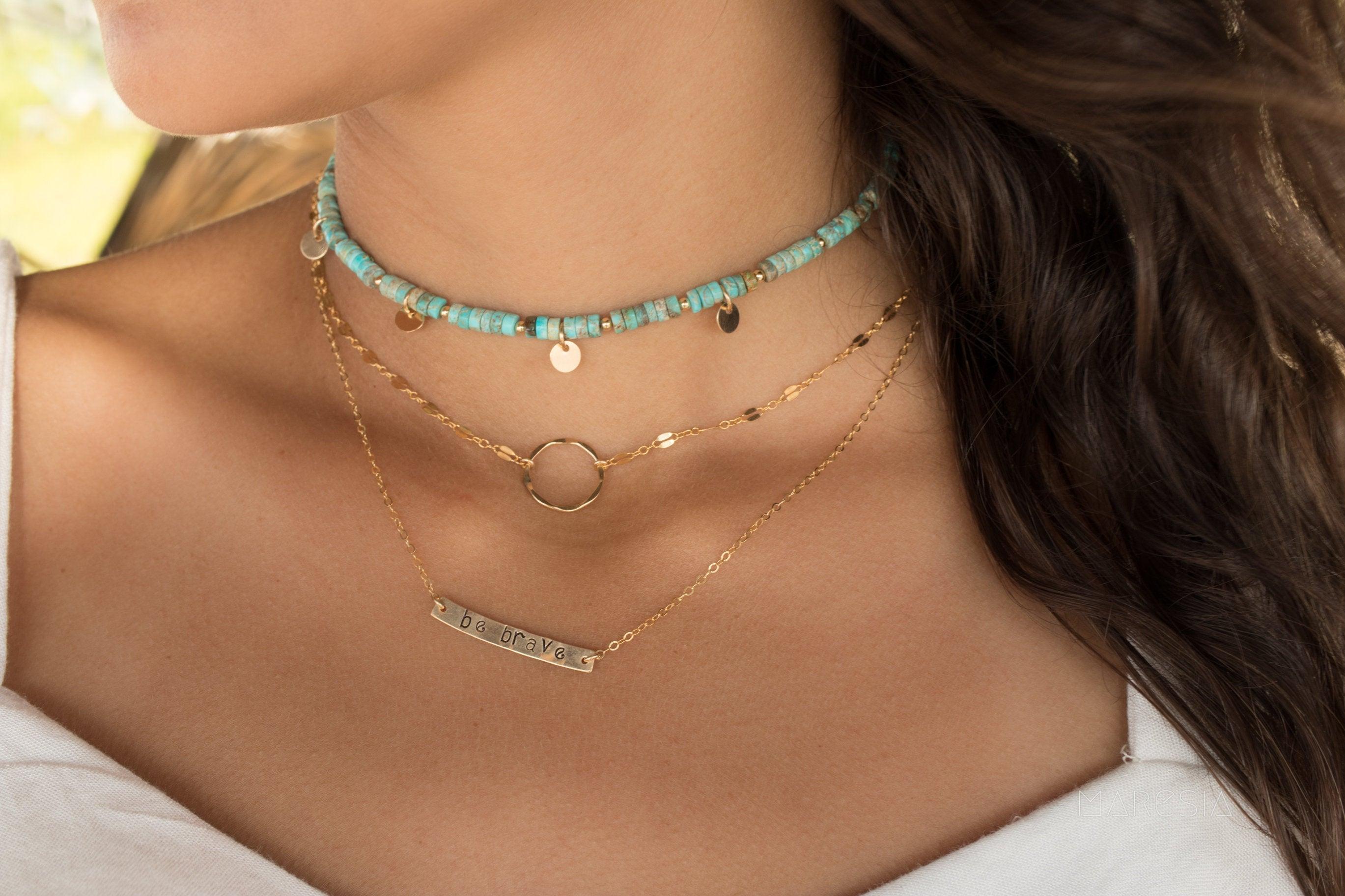 Turquoise Choker ~ Sterling Silver 925 or Gold Filled - Maresia Jewelry