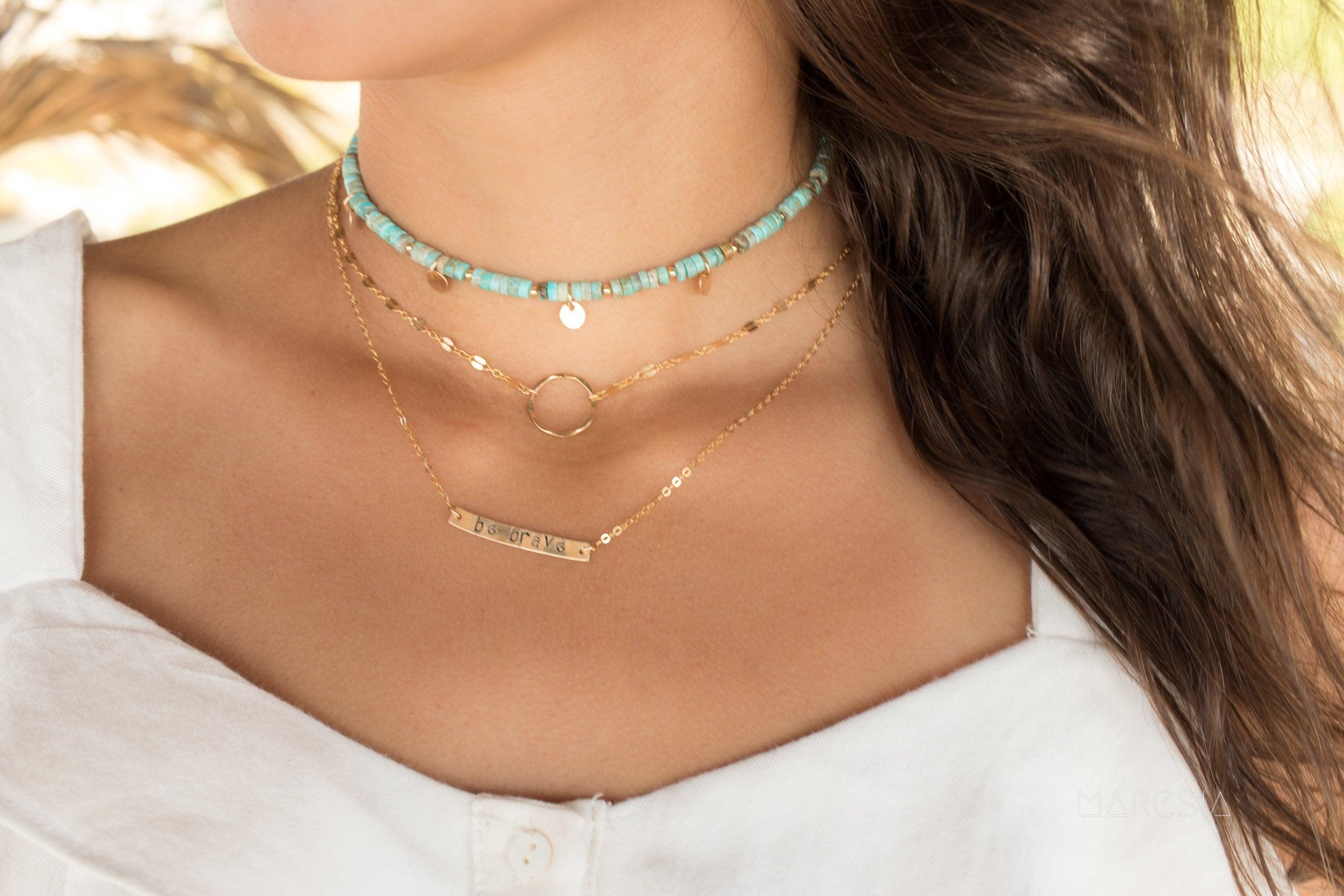 Turquoise Choker ~ Sterling Silver 925 or Gold Filled - Maresia Jewelry