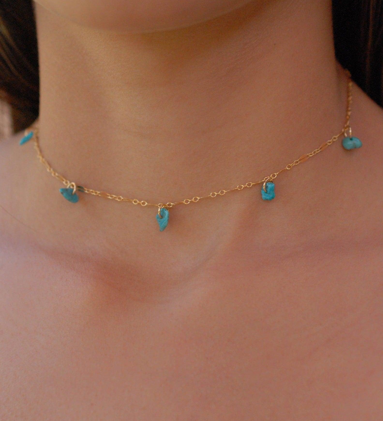 Turquoise Choker ~ Sterling Silver 925 or Gold Filled - Maresia Jewelry