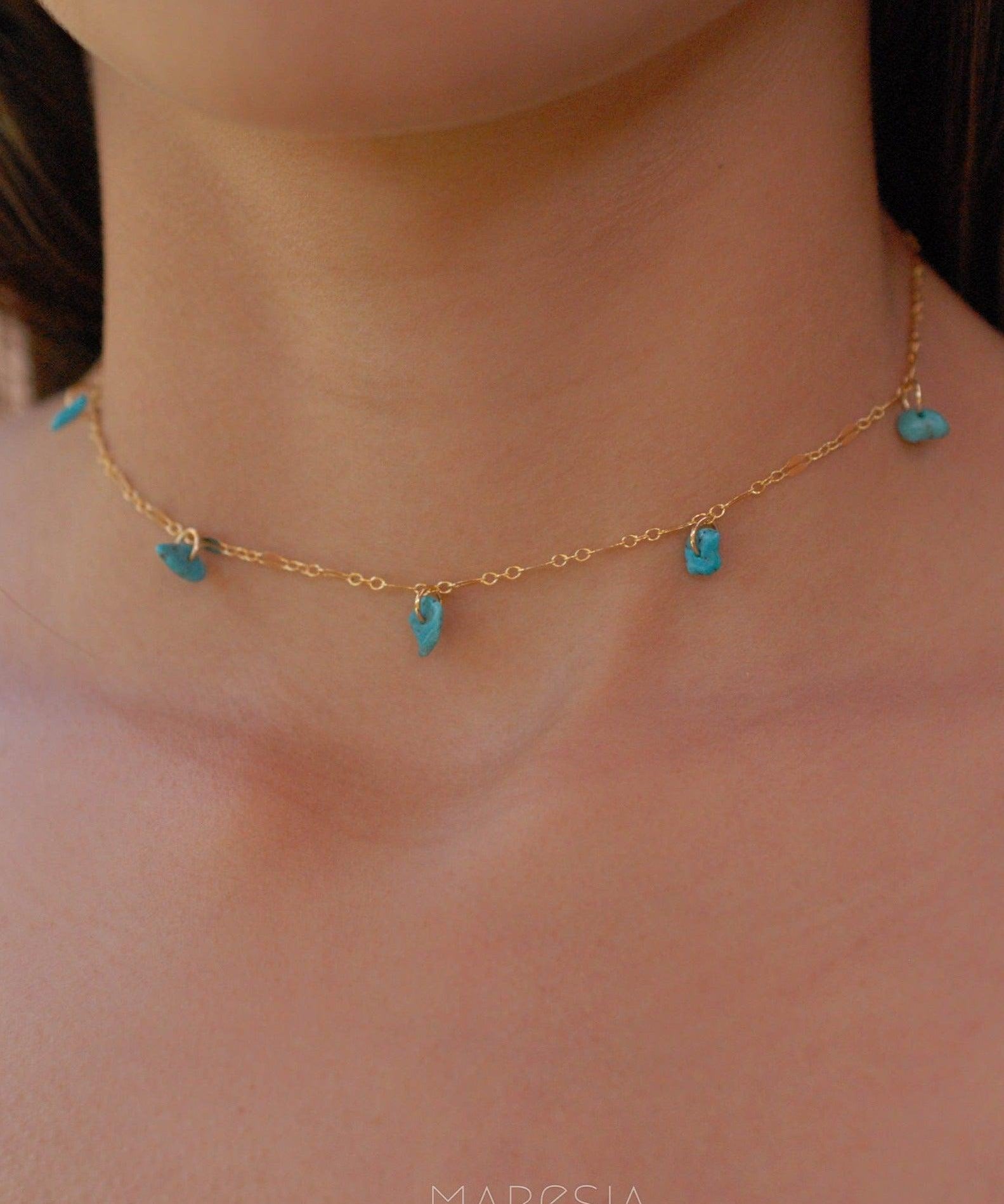 Turquoise Choker ~ Sterling Silver 925 or Gold Filled - Maresia Jewelry