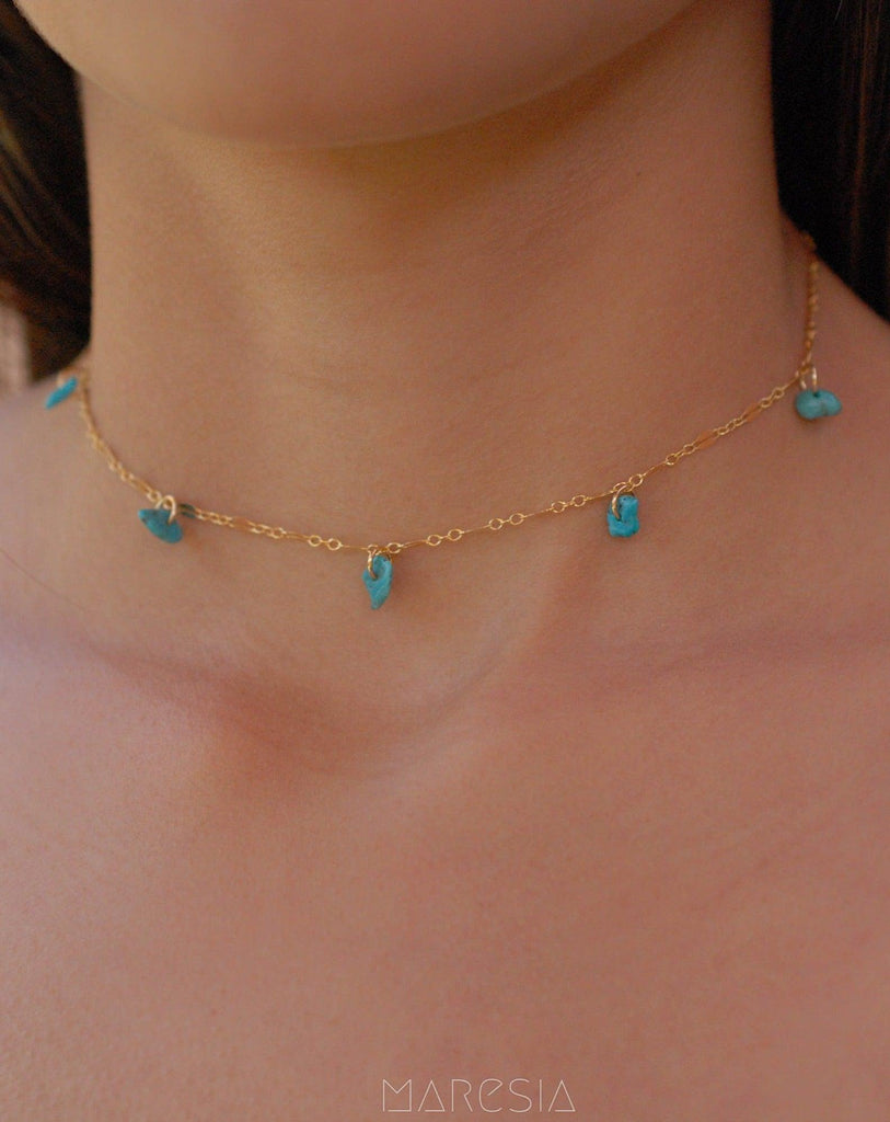 Turquoise Choker ~ Sterling Silver 925 or Gold Filled - Maresia Jewelry