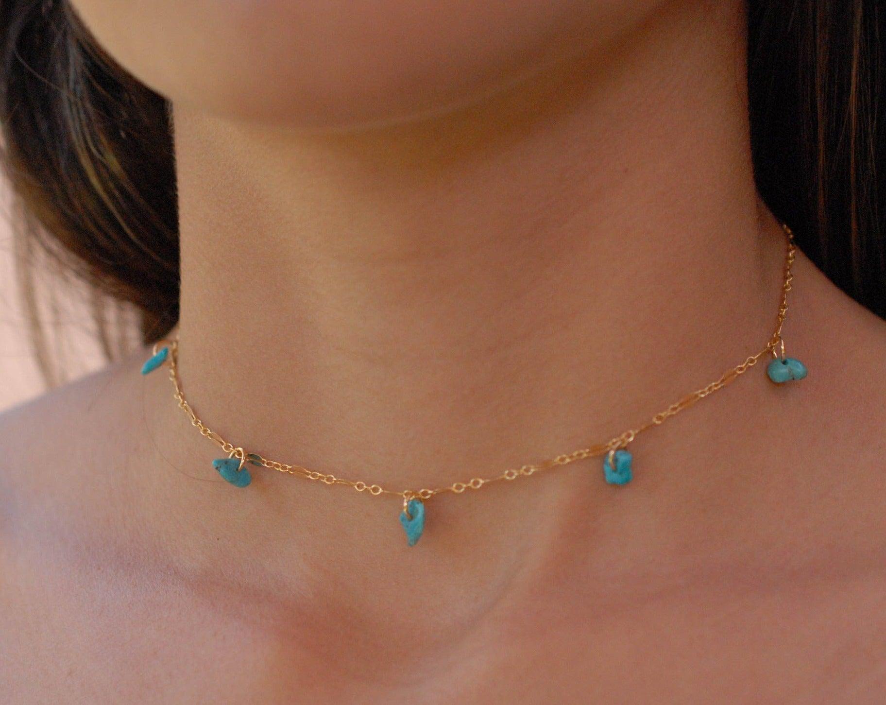 Turquoise Choker ~ Sterling Silver 925 or Gold Filled - Maresia Jewelry