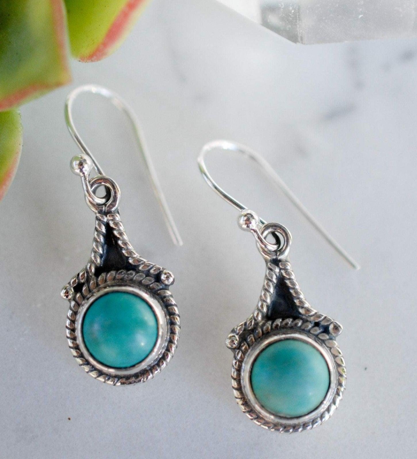 Turquoise Earrings ~ Sterling Silver 925 - Maresia Jewelry