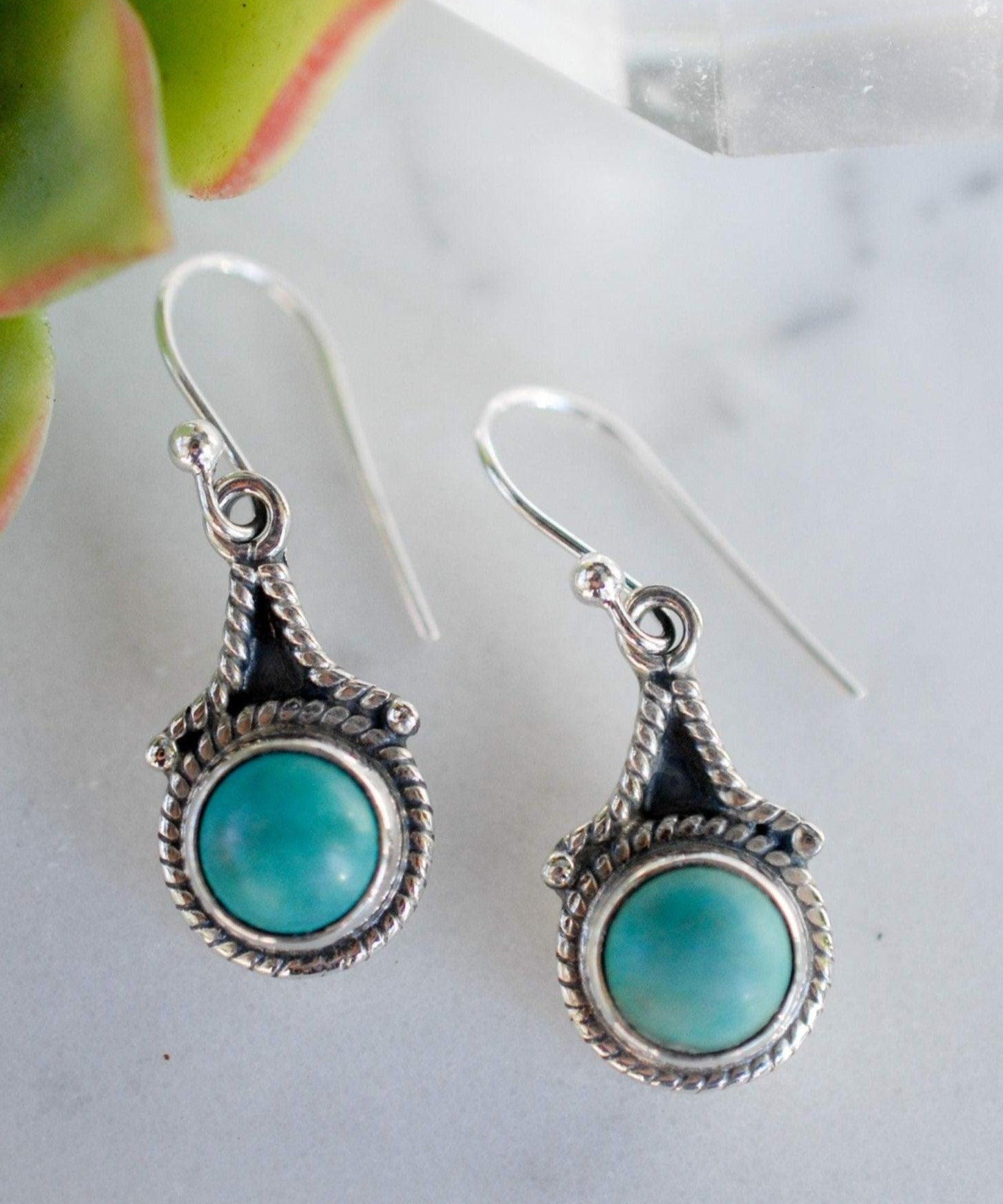 Turquoise Earrings ~ Sterling Silver 925 - Maresia Jewelry