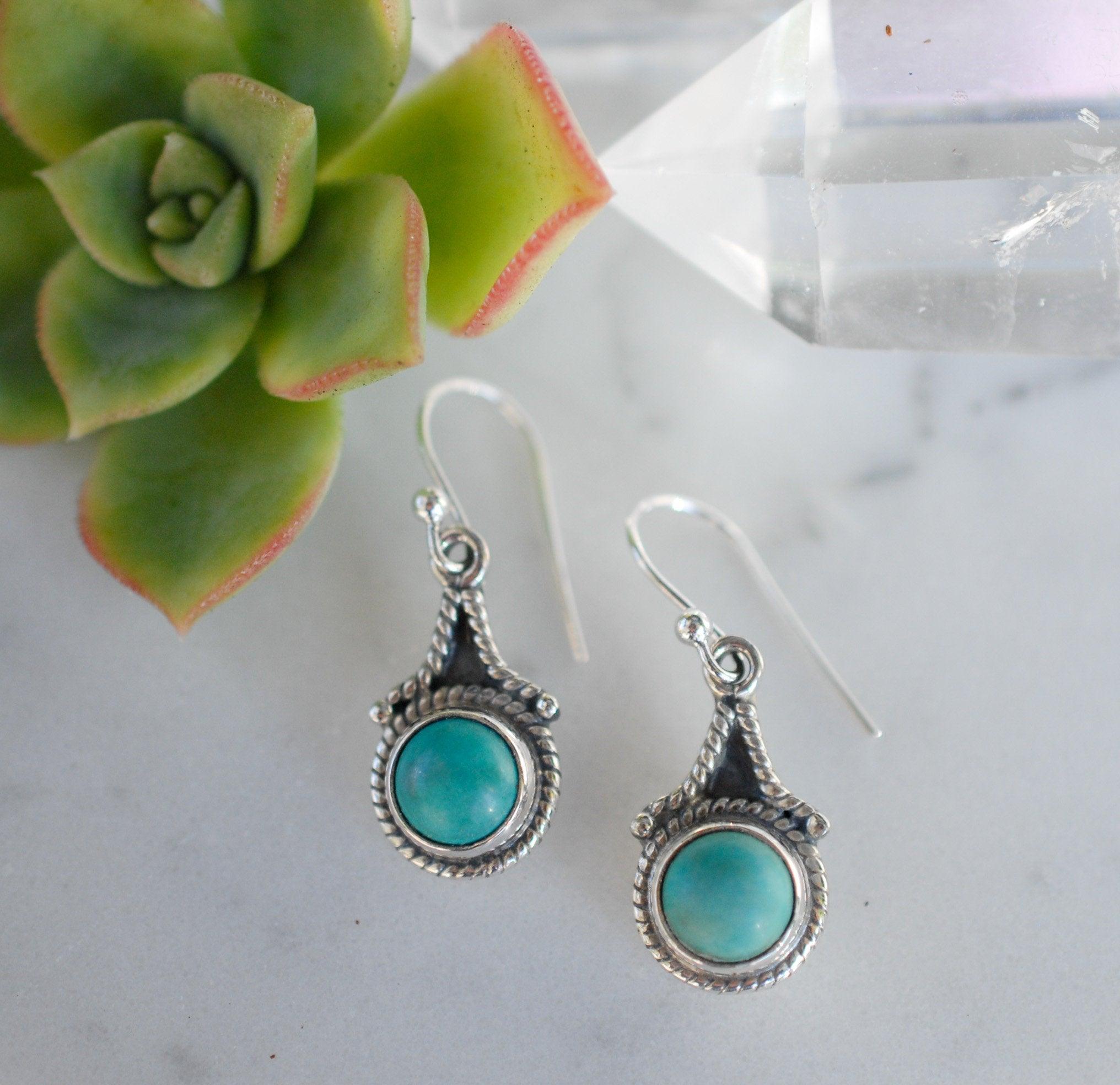 Turquoise Earrings ~ Sterling Silver 925 - Maresia Jewelry