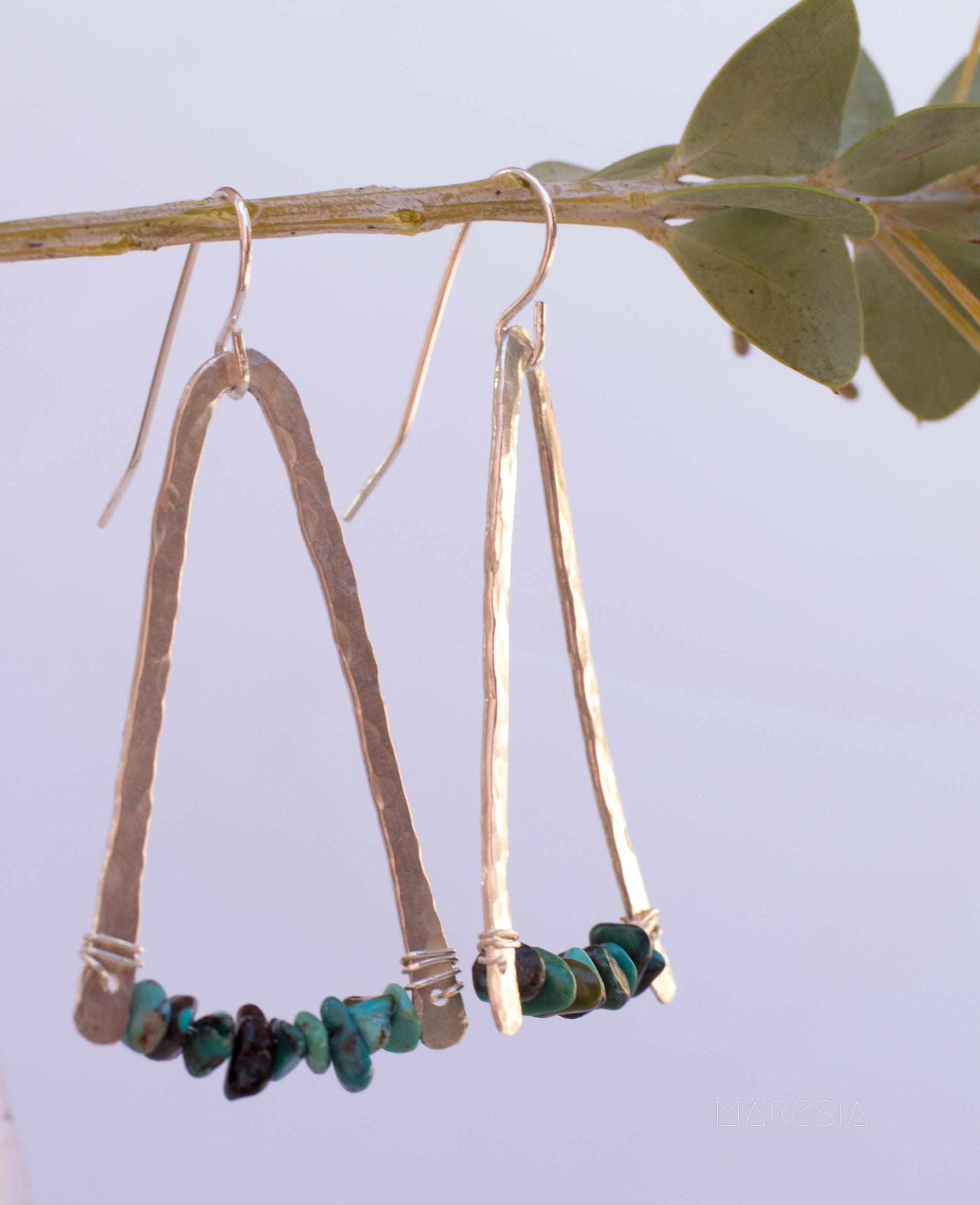 Turquoise Earrings ~ Sterling Silver 925 - Maresia Jewelry