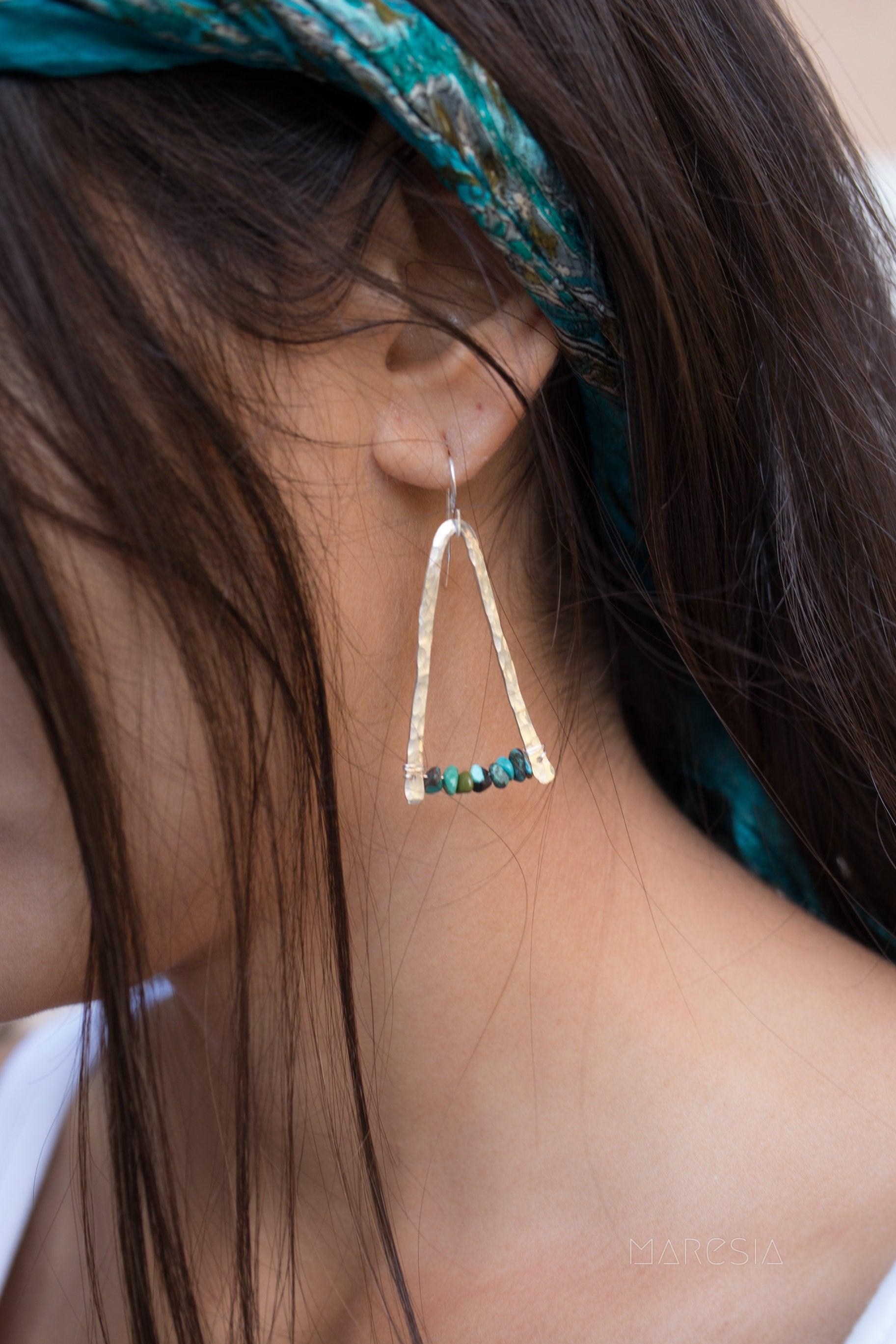 Turquoise Earrings ~ Sterling Silver 925 - Maresia Jewelry