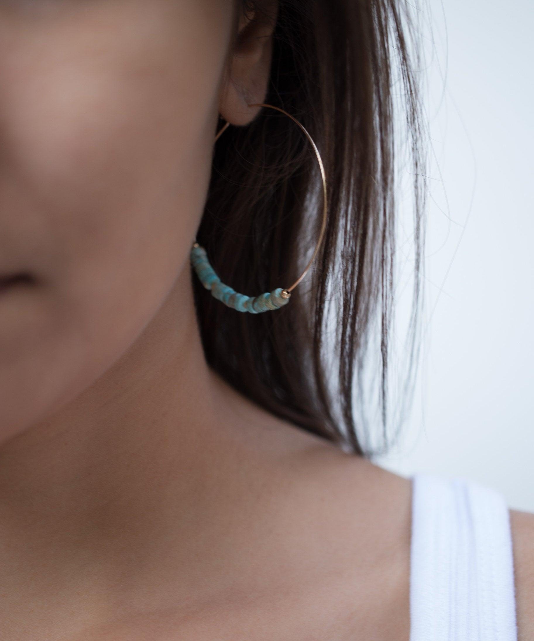 Turquoise Hoop Earrings ~ 14k Gold Filled or Sterling Silver ~ ME056 - Maresia Jewelry