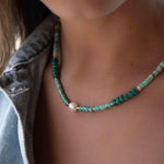 Turquoise, Jasper and Pearl necklace~ Sterling Silver 925 or Gold Filled ~ Choker ~ Jewelry ~ Gift For Her ~ Minimalist~ Handmade - MN095