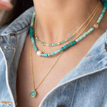 Turquoise, Jasper and Pearl necklace~ Sterling Silver 925 or Gold Filled ~ Choker ~ Jewelry ~ Gift For Her ~ Minimalist~ Handmade - MN095