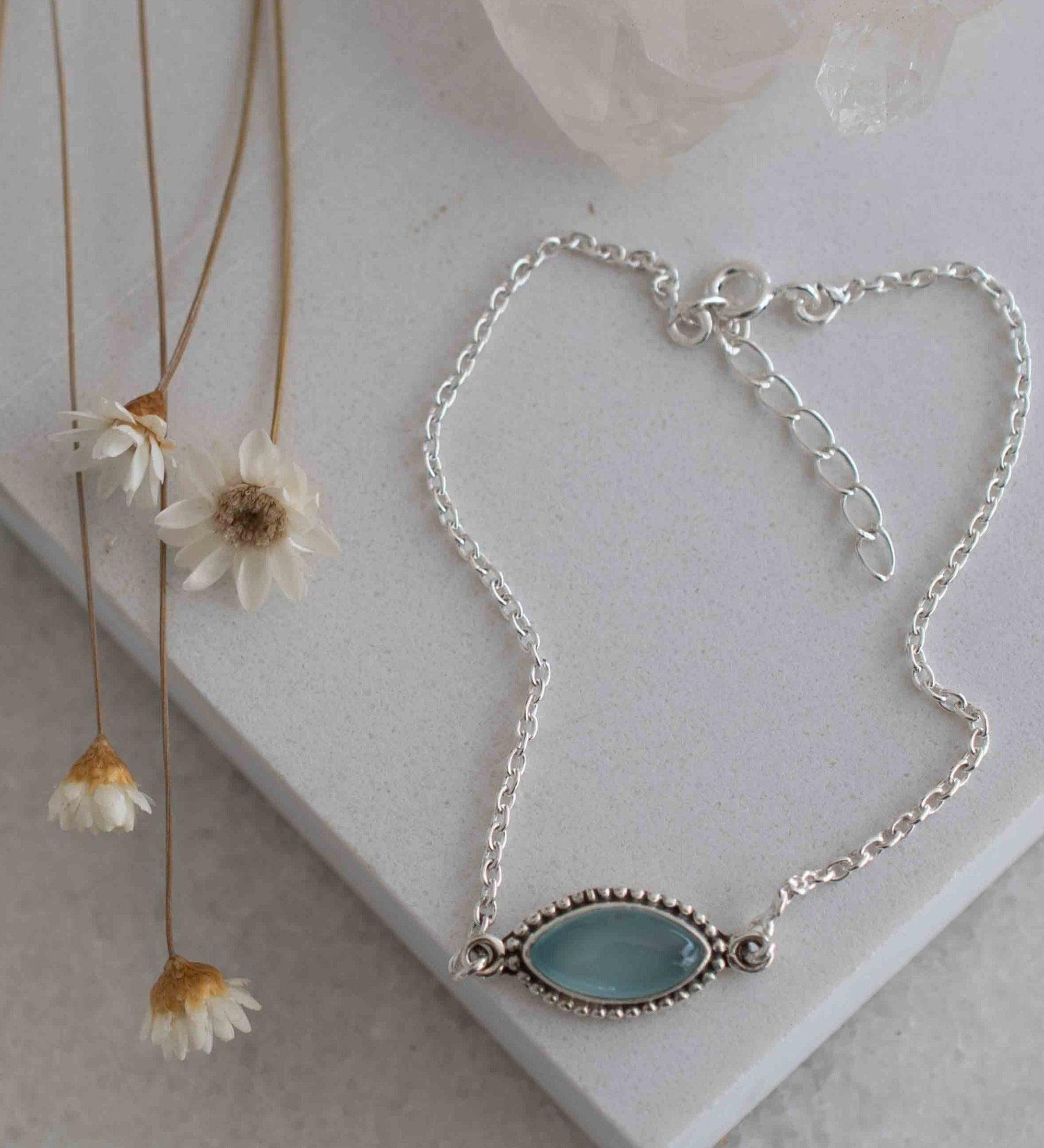Turquoise, Labradorite, Larimar, Moonstone and Aqua Chalcedony Bracelet ~ Sterling Silver 925 ~Handmade ~Hippie ~Bohemian  ~Stackable MB0