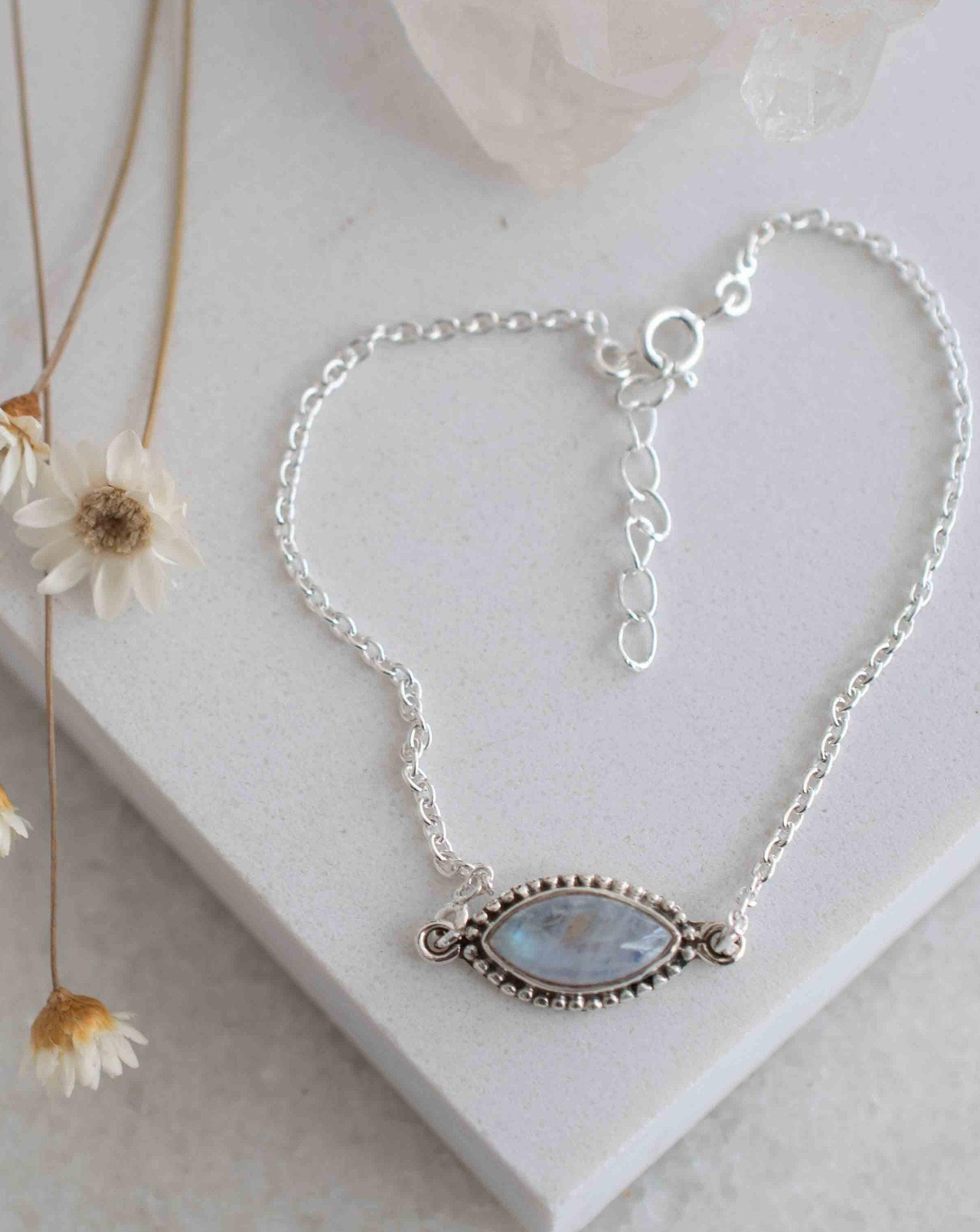 Turquoise, Labradorite, Larimar, Moonstone and Aqua Chalcedony Bracelet ~ Sterling Silver 925 ~Handmade ~Hippie ~Bohemian  ~Stackable MB0