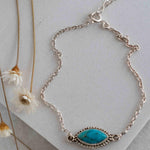 Turquoise, Labradorite, Larimar, Moonstone and Aqua Chalcedony Bracelet ~ Sterling Silver 925 ~Handmade ~Hippie ~Bohemian  ~Stackable MB0