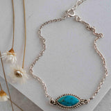 Turquoise, Labradorite, Larimar, Moonstone and Aqua Chalcedony Bracelet ~ Sterling Silver 925 ~Handmade ~Hippie ~Bohemian  ~Stackable MB0